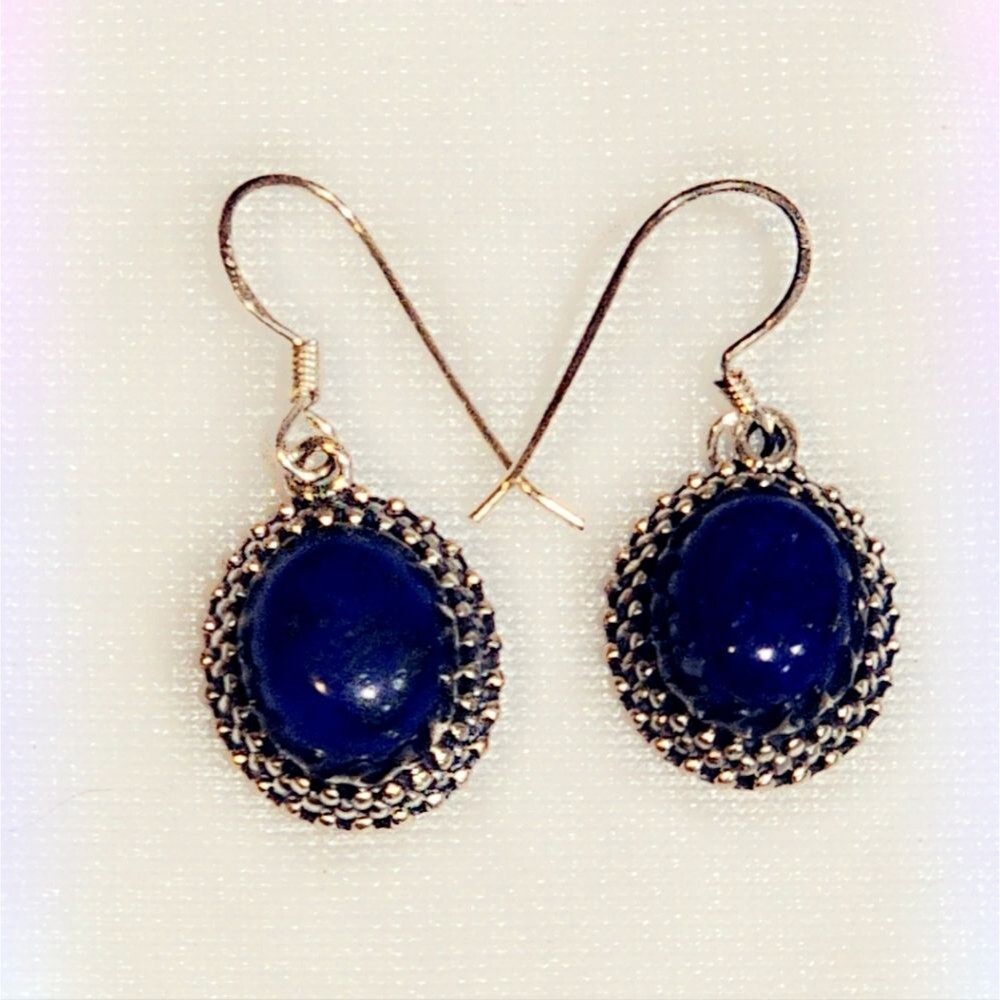 Lapis Sterling Silver Gemstone Dangle Earrings